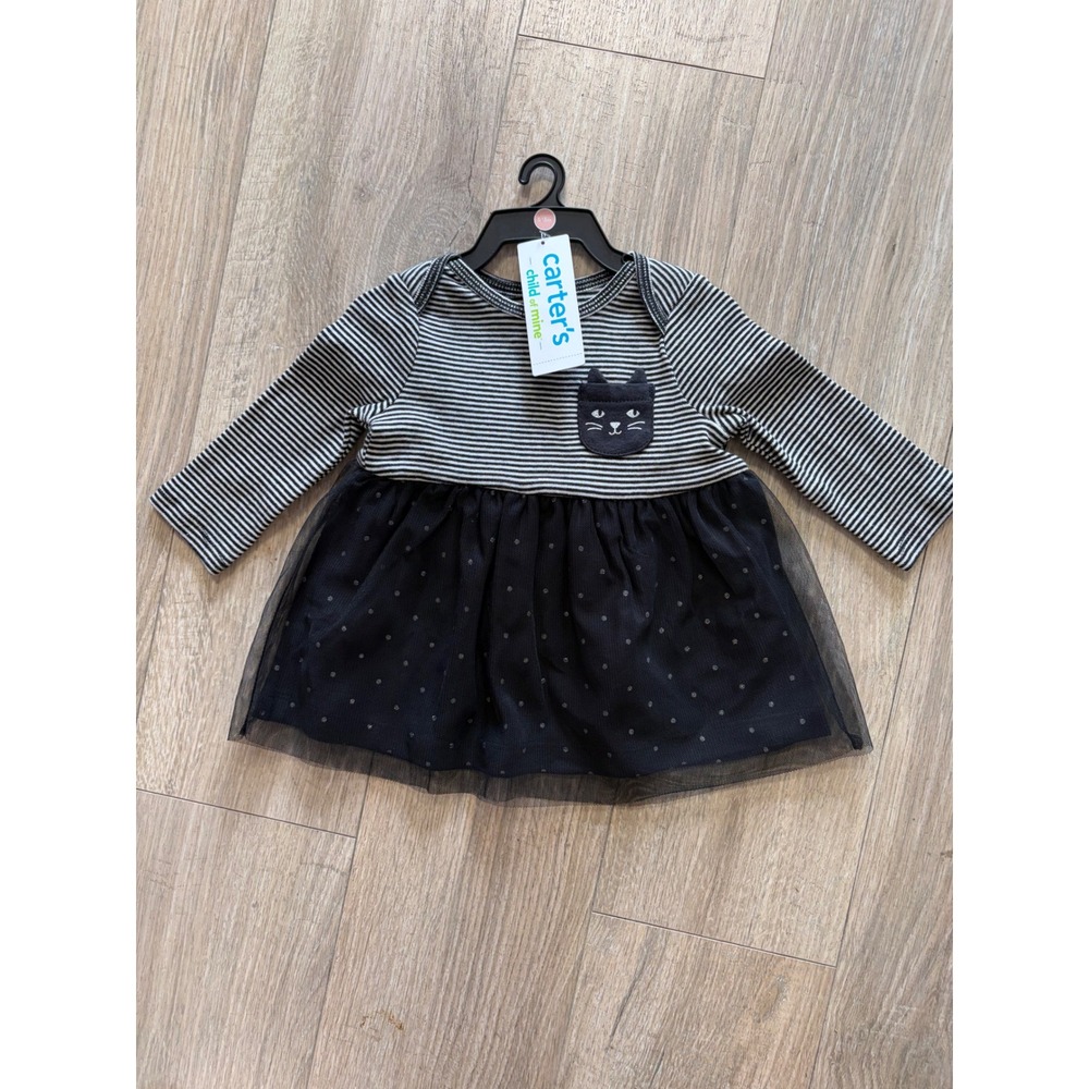Child of Mine by Carters Baby Girl 0-3M Cat black Tulle Dress set Halloween NWT